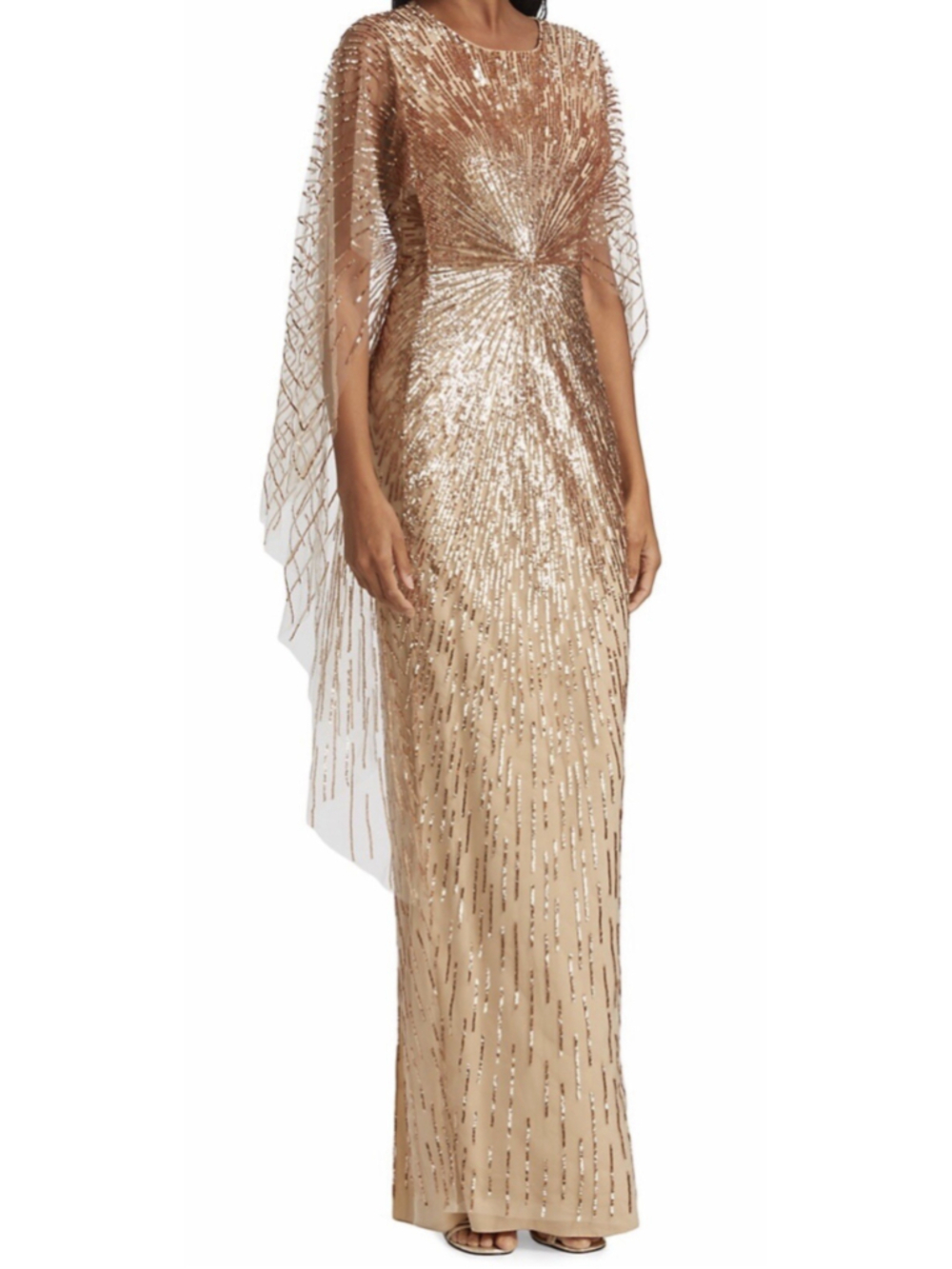 pamella roland gown sequins Gold size 12